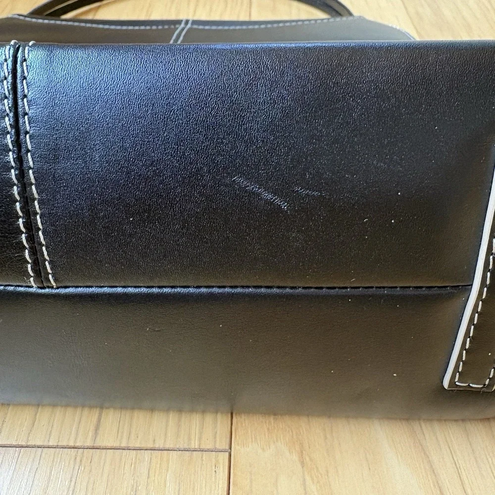 Vintage Summer Tompkins Black Leather Cafe Scene Frame Bag Handbag 90s